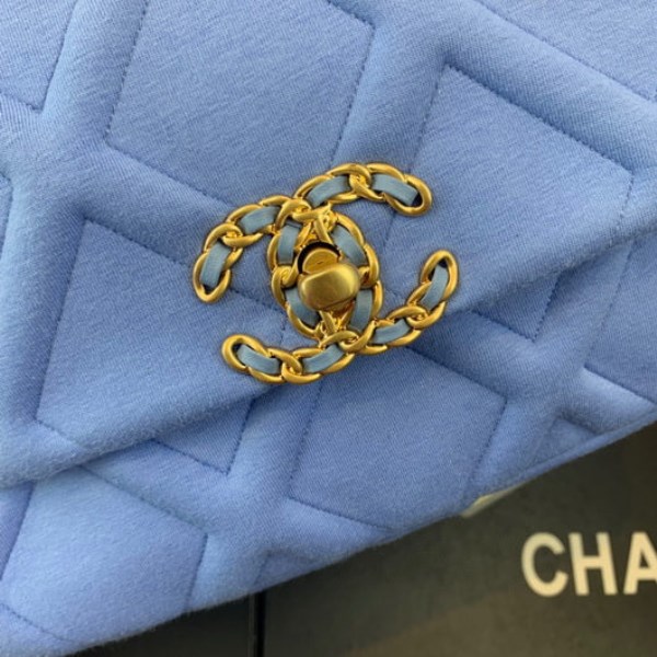 Chanel As1160 Chanel 19 Handbag Flap Shoulder Velvet Blue - Image 4