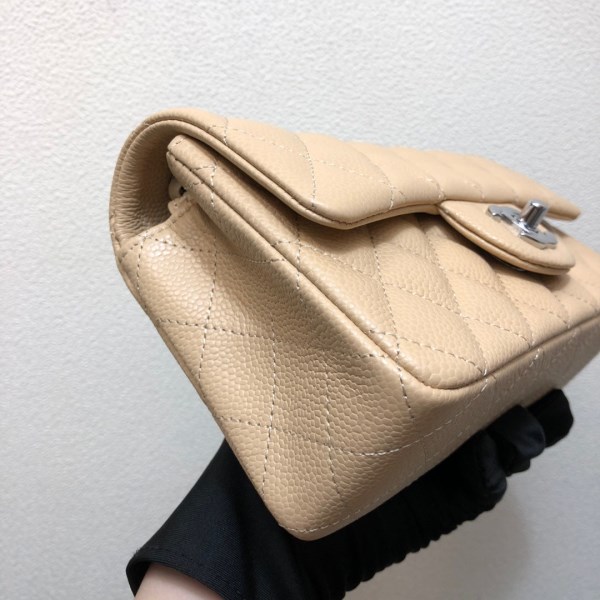 Chanel A69900 Mini Flap Bag Grained Calfskin Apricot Silver - Image 3