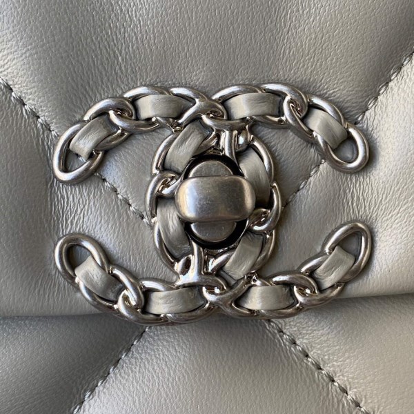 Chanel As1160 Chanel 19 Handbag Flap Lambskin B04852 94305 Grey Silver - Image 2
