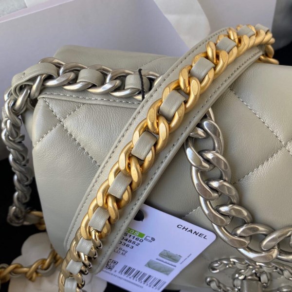 Chanel As1160 Chanel 19 Handbag Flap Lambskin B04852 94305 Grey Silver - Image 3