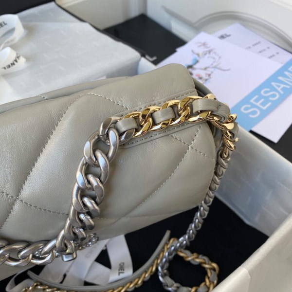 Chanel As1160 Chanel 19 Handbag Flap Lambskin B04852 94305 Grey Silver - Image 4