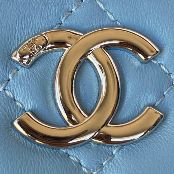 Chanel AP2718 Small Vanity With Chain Blue Lambskin - Image 2