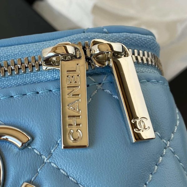 Chanel AP2718 Small Vanity With Chain Blue Lambskin - Image 3