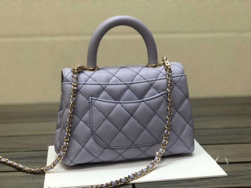 Chanel AS2215 mini flap bag with top handle Bag light blue - Image 2