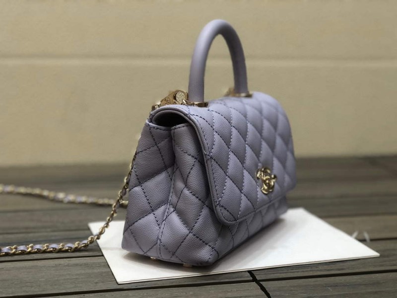 Chanel AS2215 mini flap bag with top handle Bag light blue - Image 3