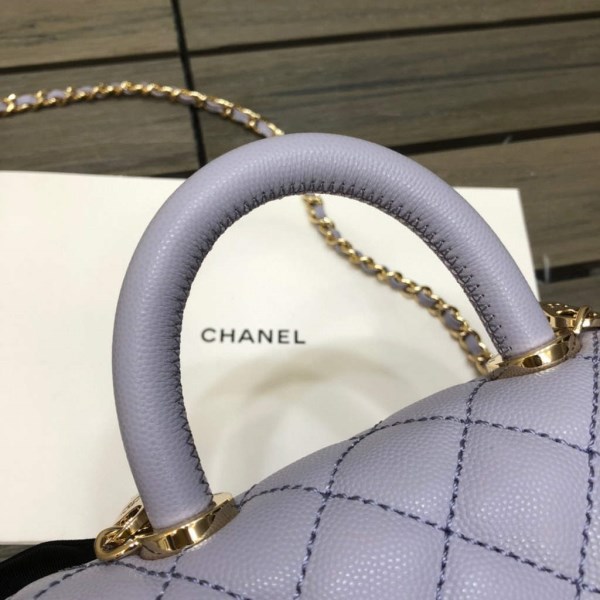 Chanel AS2215 mini flap bag with top handle Bag light blue - Image 4