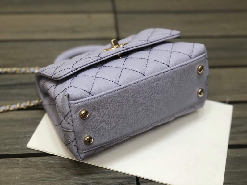 Chanel AS2215 mini flap bag with top handle Bag light blue - Image 5