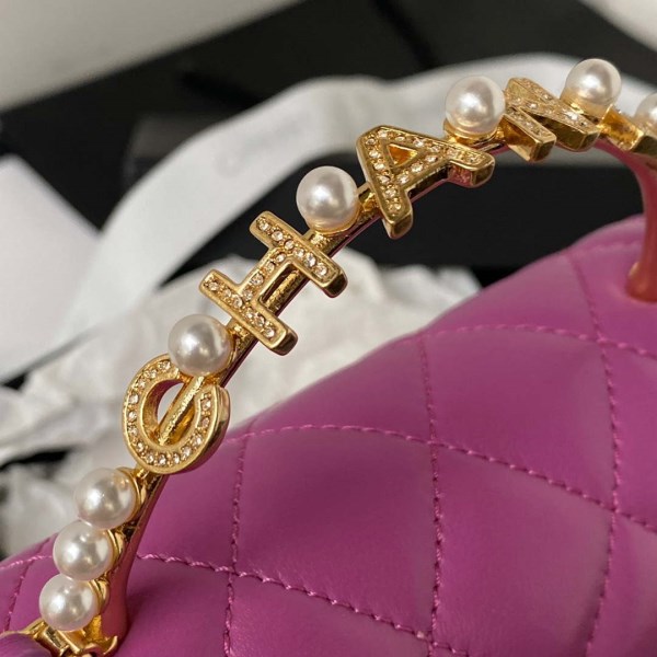 Chanel AP3513 Woc Clutch With Chain lambskin Imitation Pearls Enamel & Gold Purple - Image 3