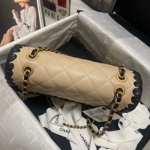 Chanel AS2496 Flap Bag Shoulder Bag Apricot - Image 2