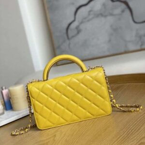 Chanel A81207 WOC 19 Chain Wallet Bag Lambskin Yellow Gold