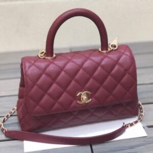 Chanel A92990 Medium Flap Bag With Top Handle Bag Wine Red