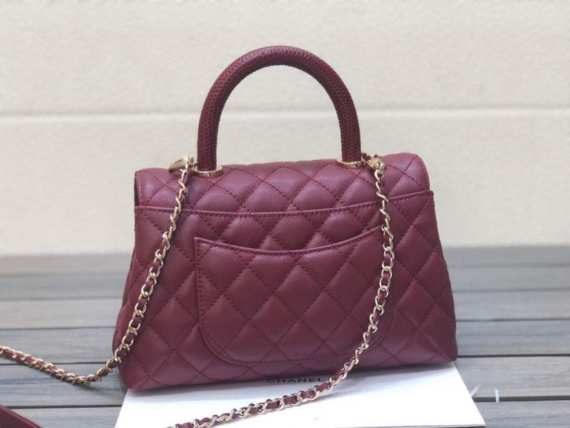 Chanel A92990 Medium Flap Bag With Top Handle Bag Wine Red - Image 2