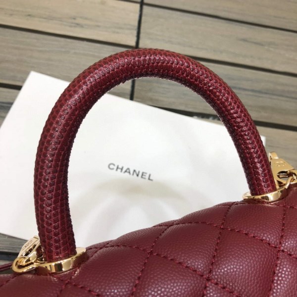 Chanel A92990 Medium Flap Bag With Top Handle Bag Wine Red - Image 3