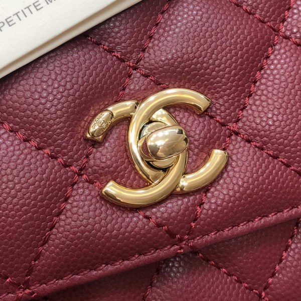 Chanel A92990 Medium Flap Bag With Top Handle Bag Wine Red - Image 4