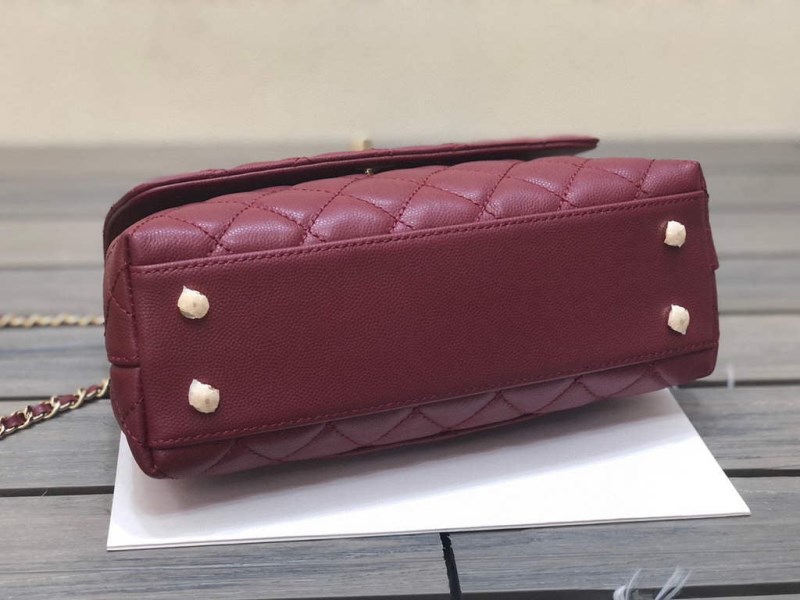 Chanel A92990 Medium Flap Bag With Top Handle Bag Wine Red - Image 5