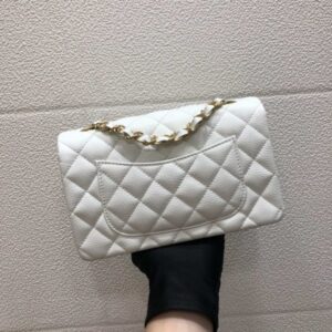 Chanel A69900 Mini Flap Bag Grained Calfskin White Gold