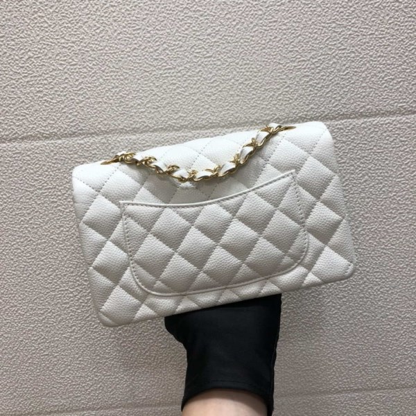 Chanel A69900 Mini Flap Bag Grained Calfskin White Gold