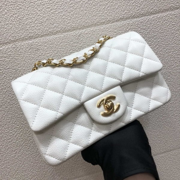 Chanel A69900 Mini Flap Bag Grained Calfskin White Gold - Image 2