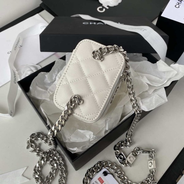 Chanel AP2718 Small Vanity With Chain Calfskin White - Image 4