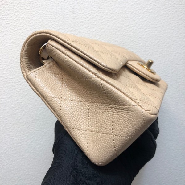 Chanel A69900 Mini Flap Bag Grained Calfskin Apricot Gold - Image 3
