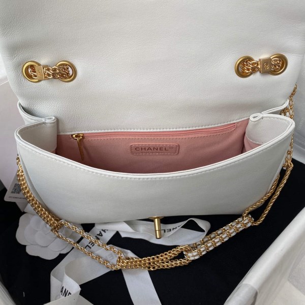 Chanel AS2976 Flap Bag Lambskin White - Image 5