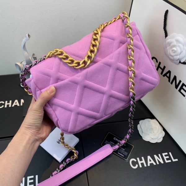 Chanel As1160 Chanel 19 Handbag Flap Shoulder Velvet Pink - Image 2