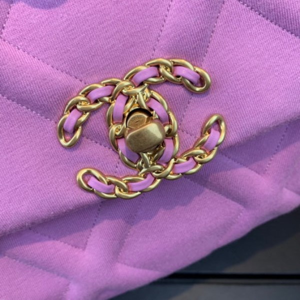 Chanel As1160 Chanel 19 Handbag Flap Shoulder Velvet Pink - Image 4