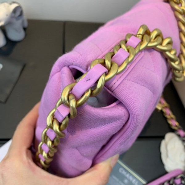 Chanel As1160 Chanel 19 Handbag Flap Shoulder Velvet Pink - Image 5