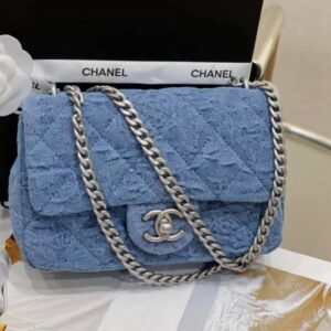 Chanel AS3828 Small Flap Classic Woc Bag Denim Blue