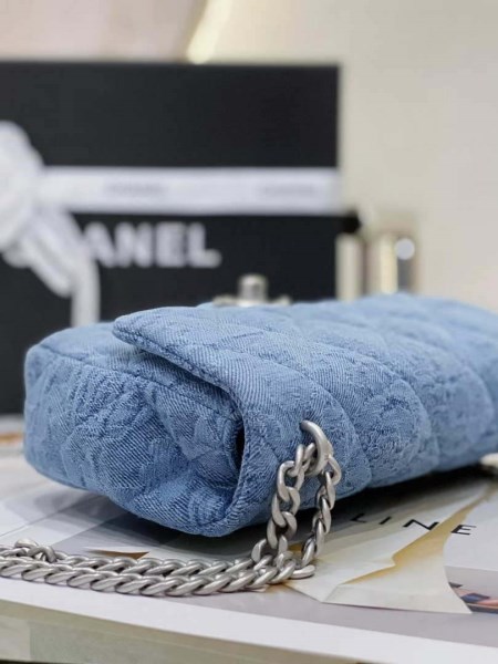 Chanel AS3828 Small Flap Classic Woc Bag Denim Blue - Image 3