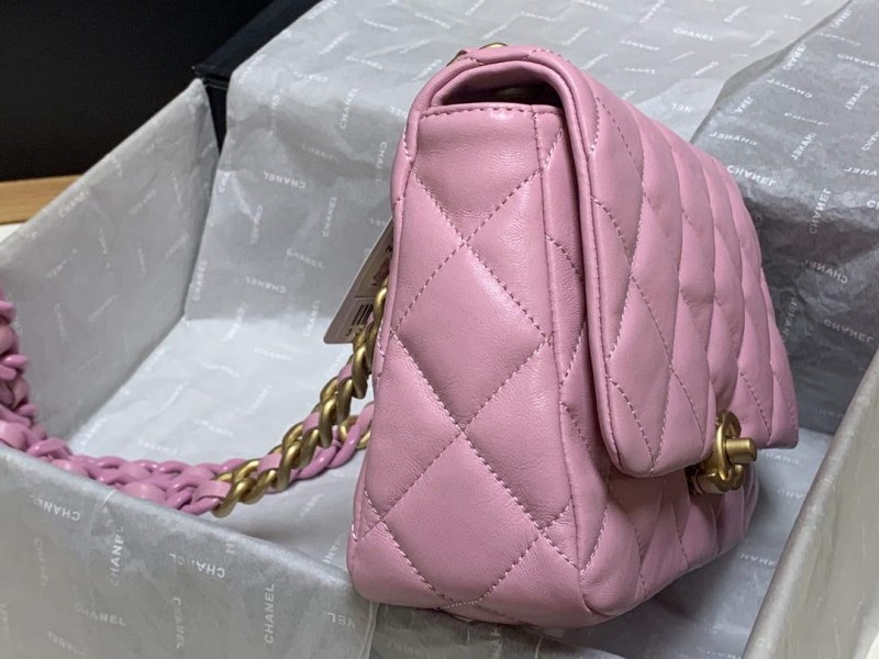 Chanel AS3206 Small Flap bag lambskin gold Pink - Image 4