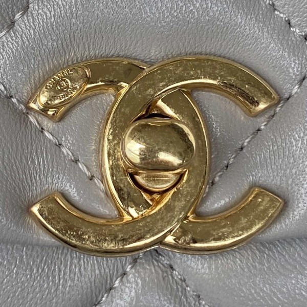 Chanel AS3365 Mini Flap Bag 17cm Lambskin Gray - Image 2